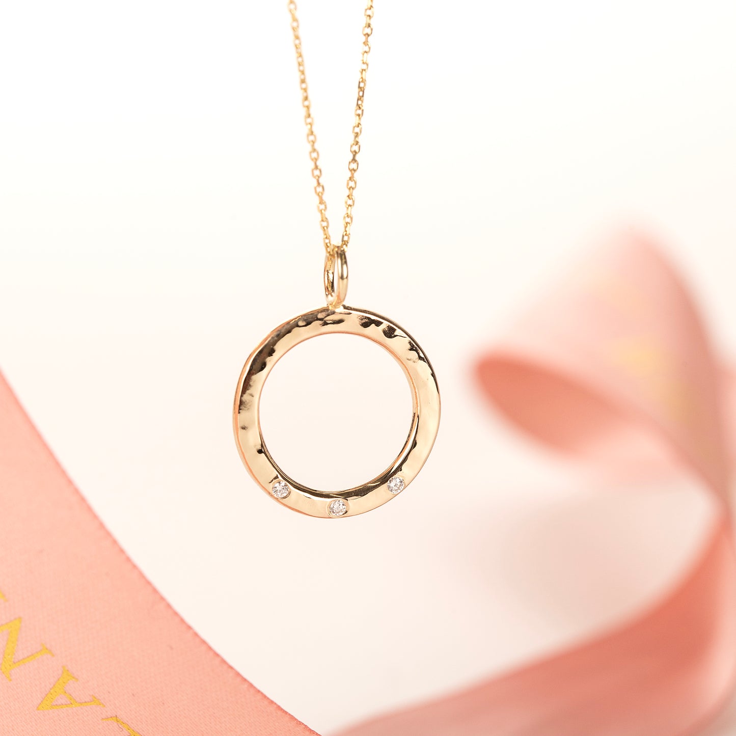 Diamond Halo Necklace - 3 Diamonds for 3 Generations - 9kt Gold & Lab Grown Diamonds