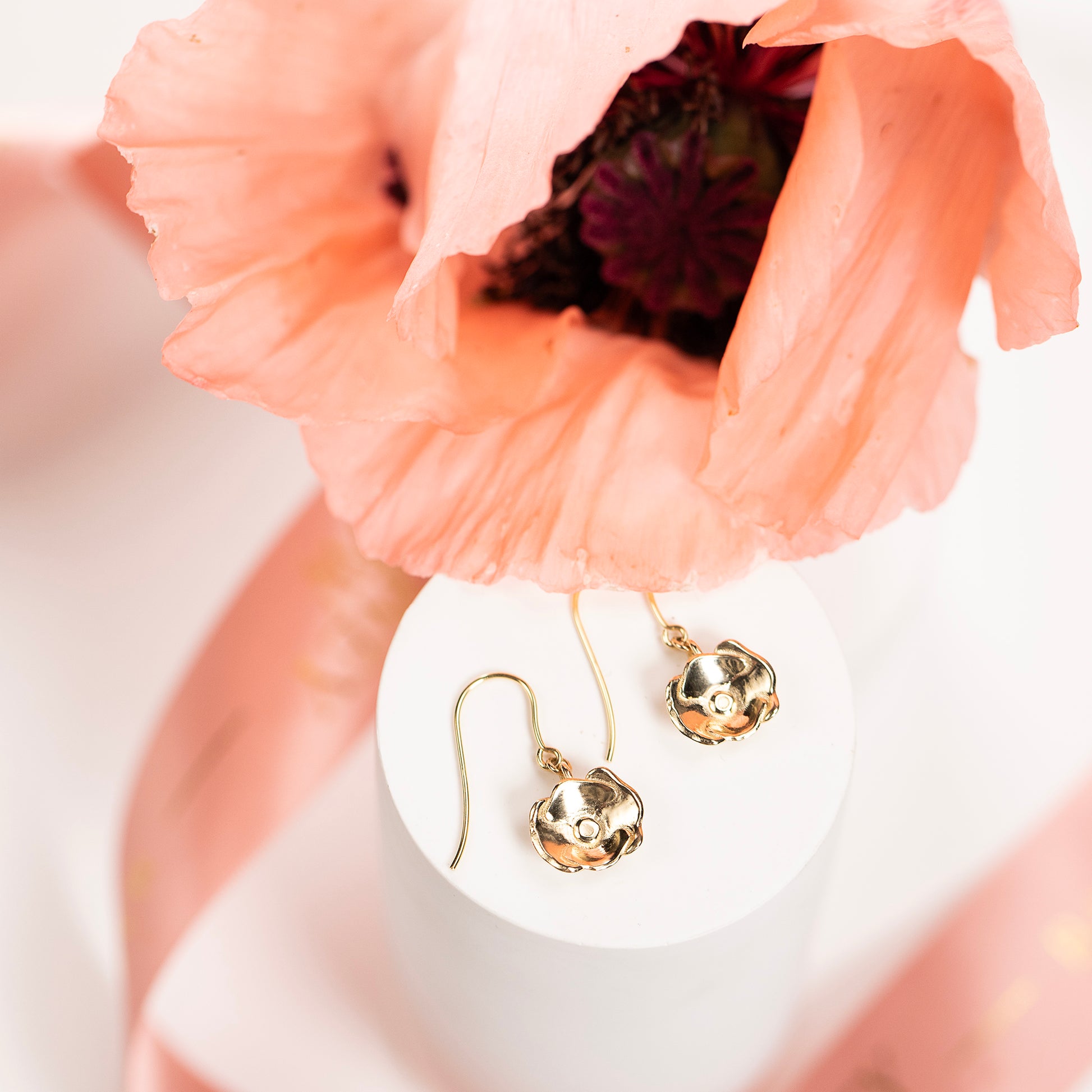 gold poppy earrings