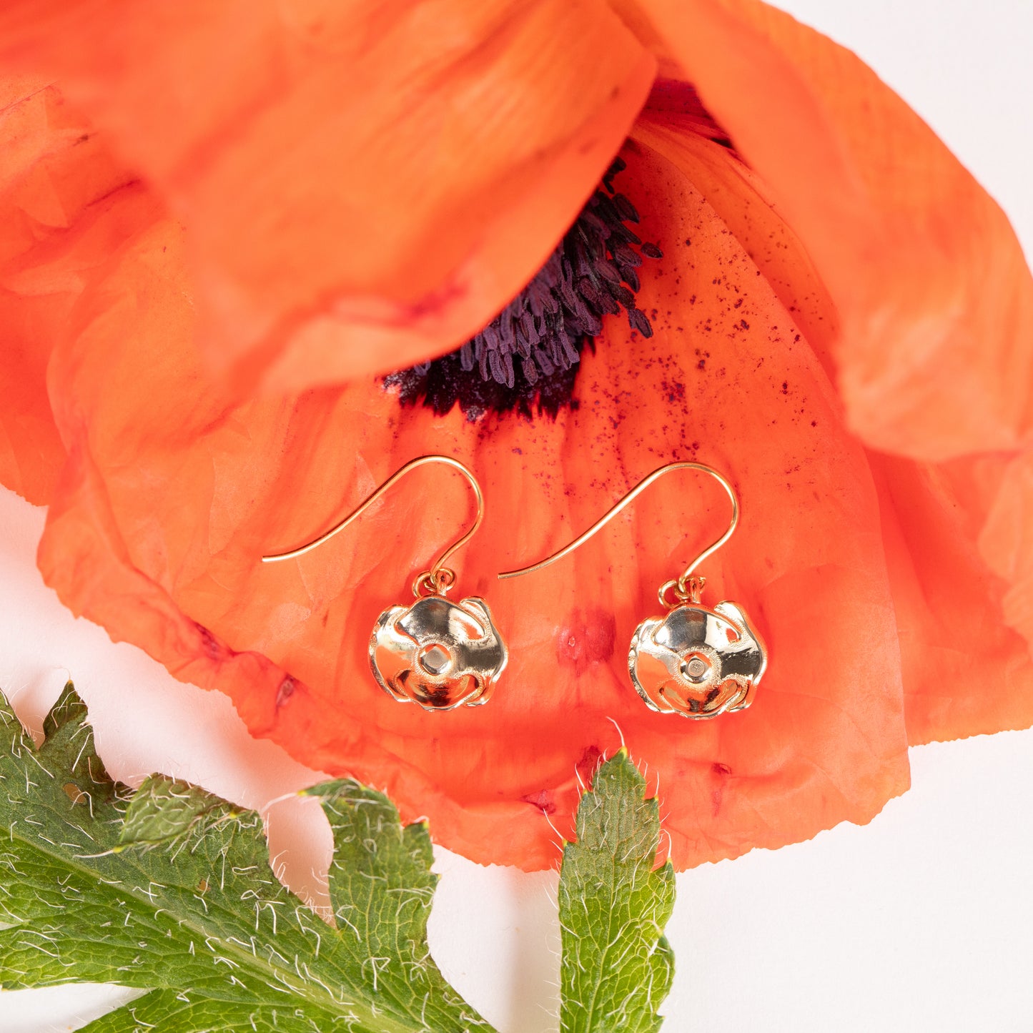 gold poppy earrings