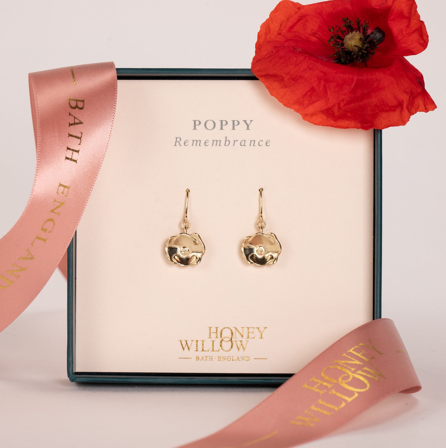 gold poppy earrings