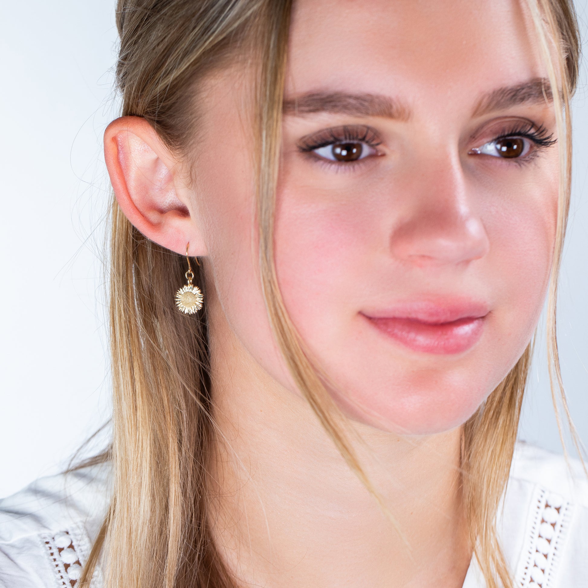 gold sunflower earrings