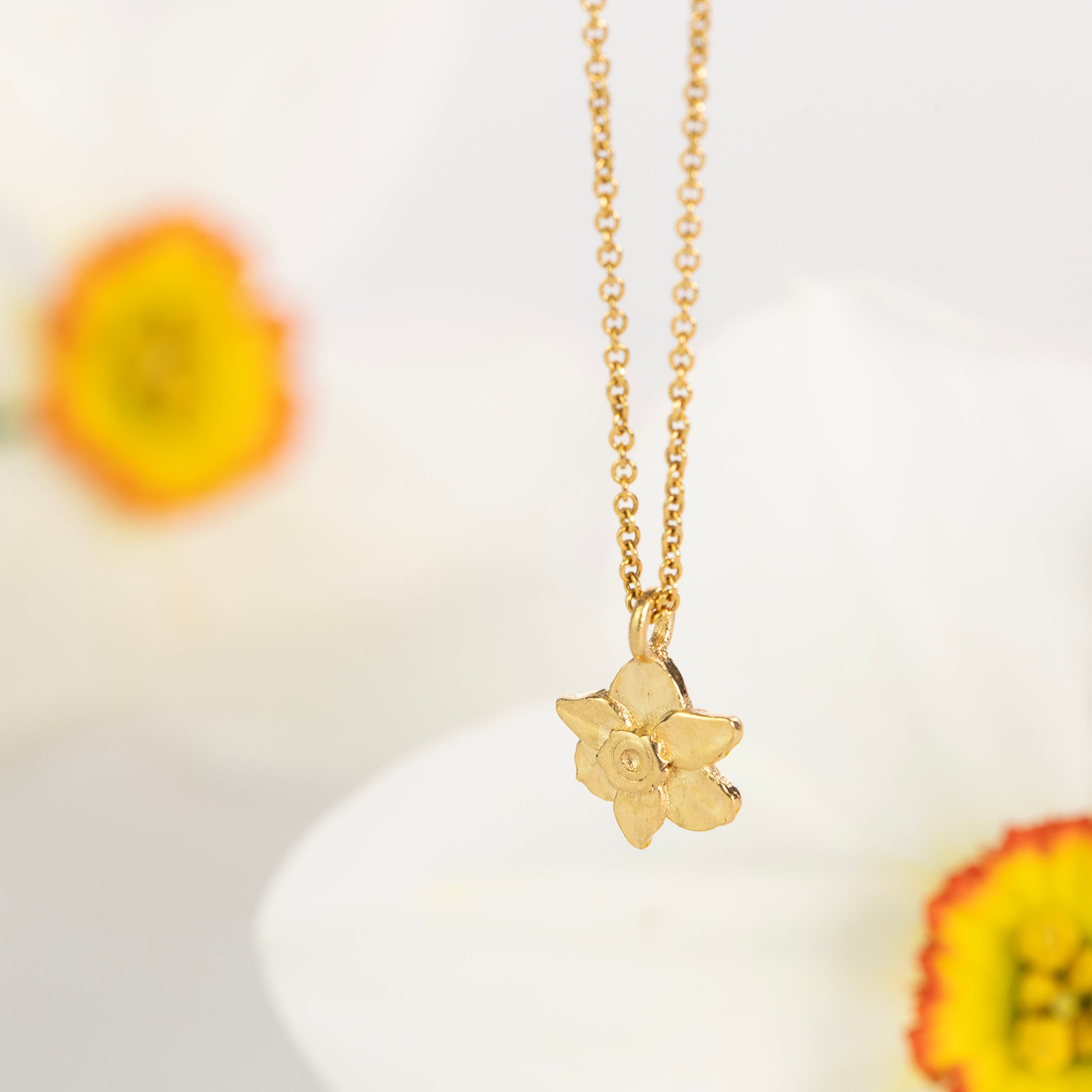 gold vermeil daffodil necklace