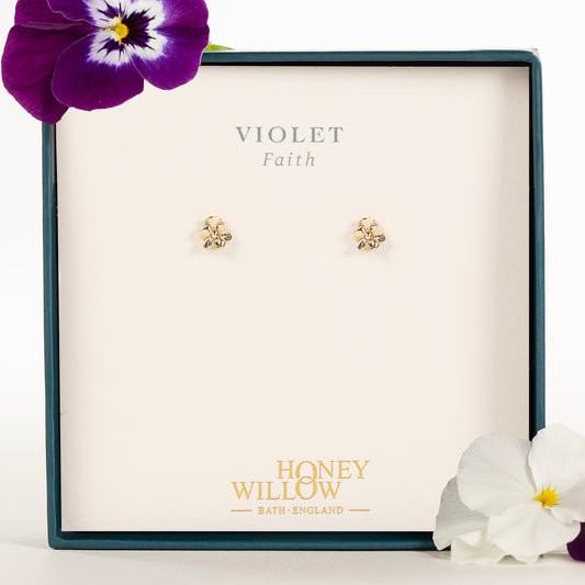 gold violet studs