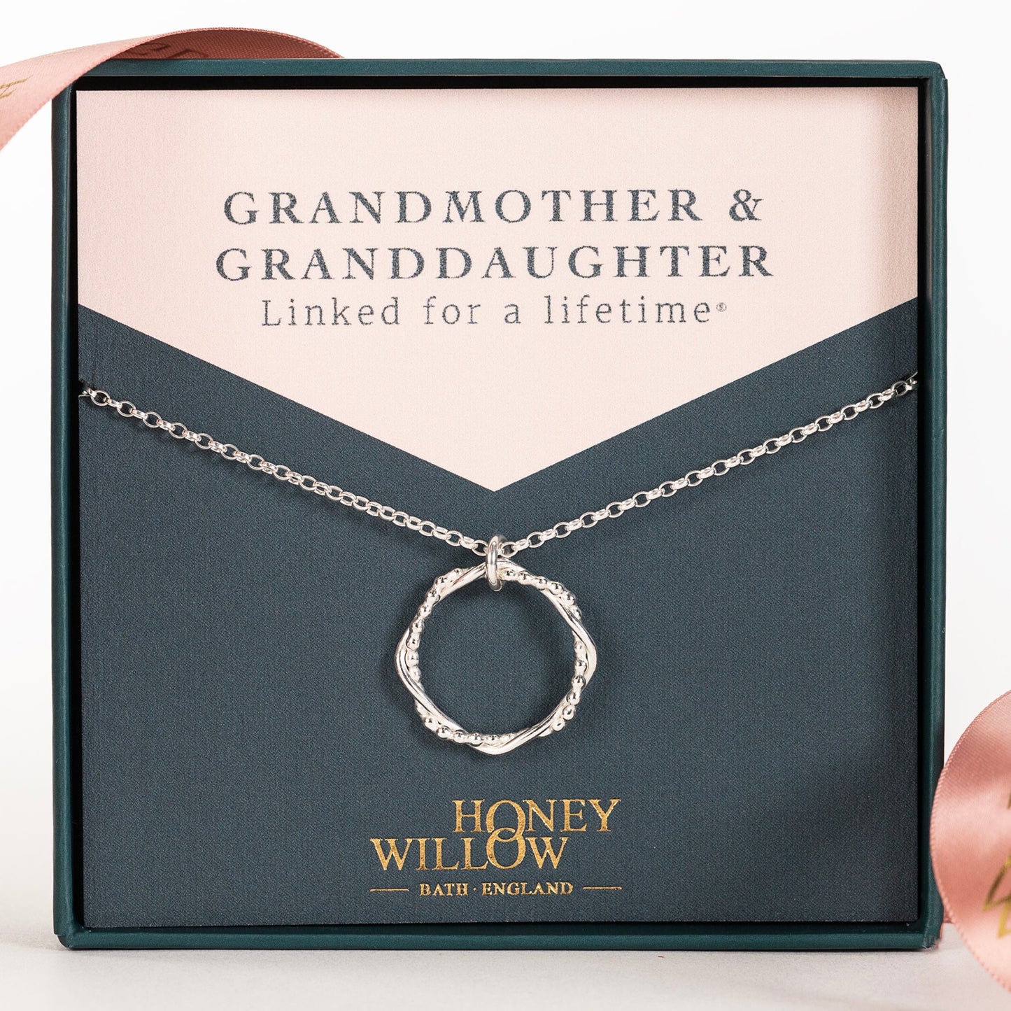 grandmother granddaughter halo necklace