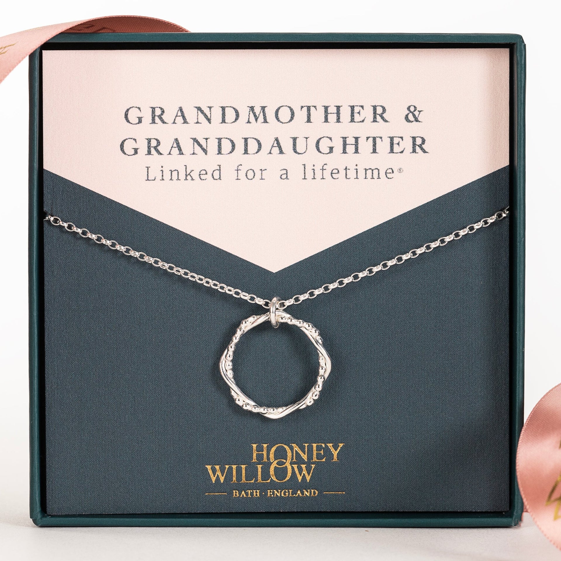Grandmother Granddaughter Necklace Linked for a Lifetime Silver  Entwined Necklace