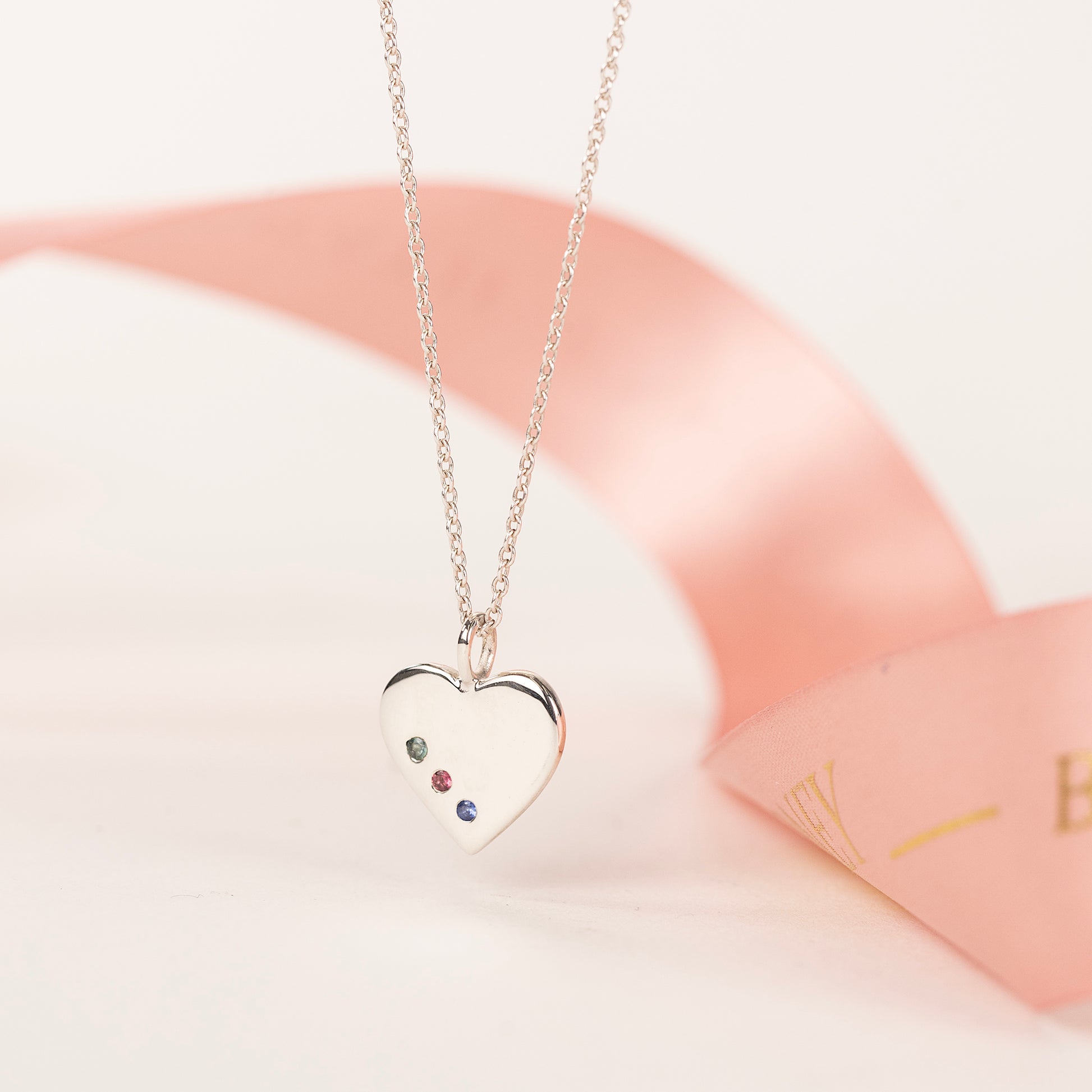 family birthstone heart necklace