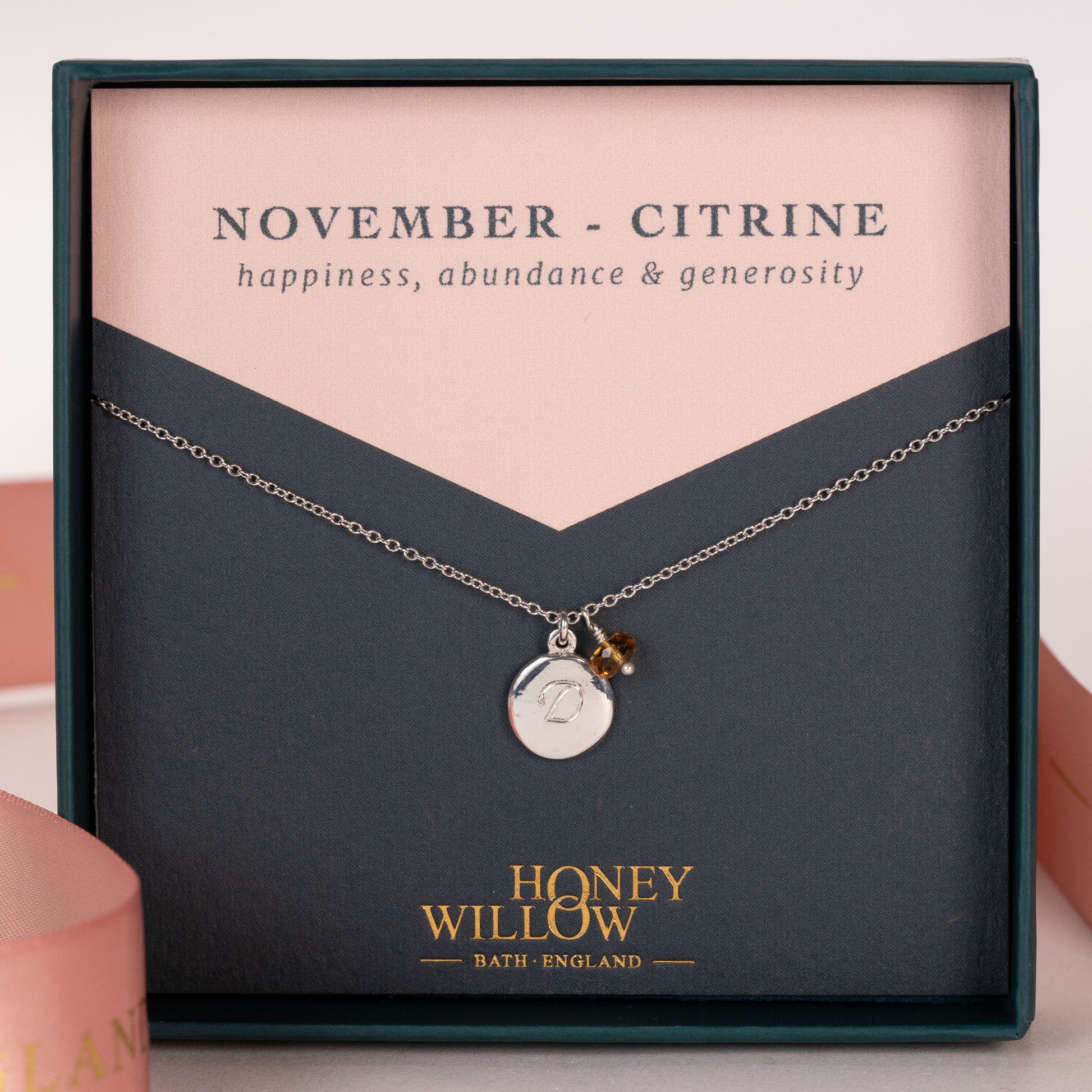 personalised november birthstone necklace