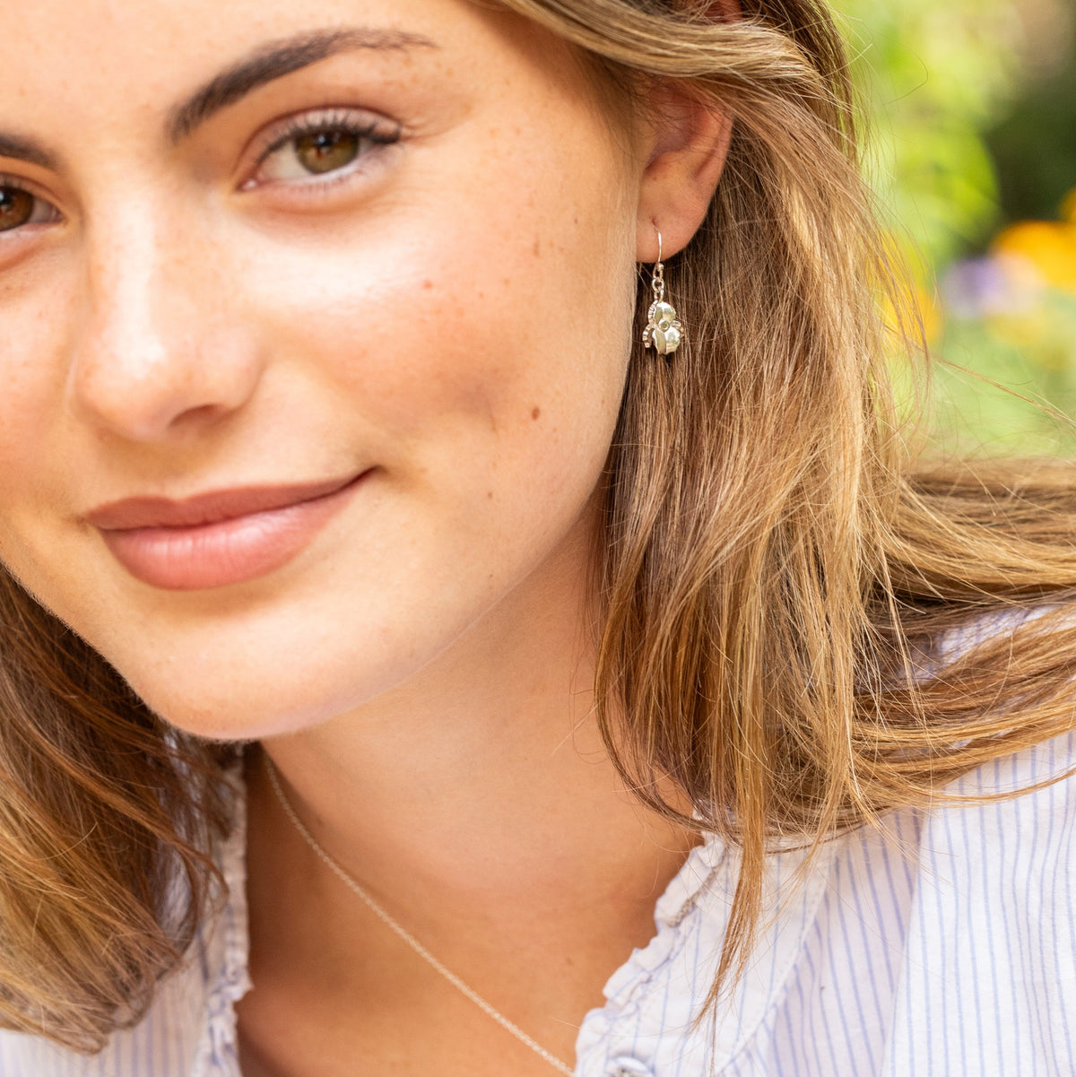 silver iris earrings
