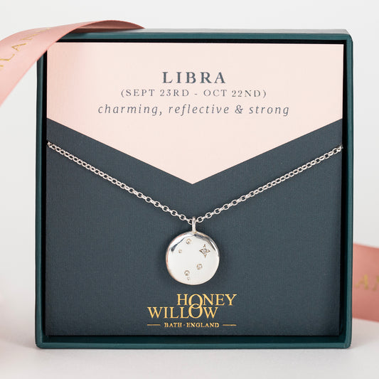 Libra Constellation Necklace - Lab Grown Diamonds & Silver