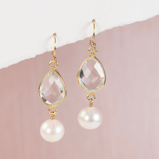 Crystal Teardrop & Pearl Earrings