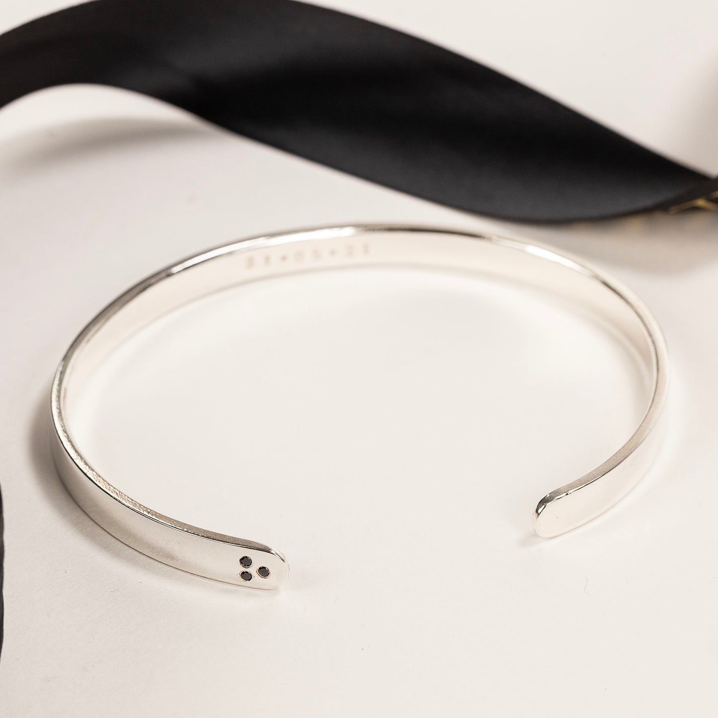 Men's Personalised Silver Torc Bangle - 3 Birthstones for 3 Loved Ones