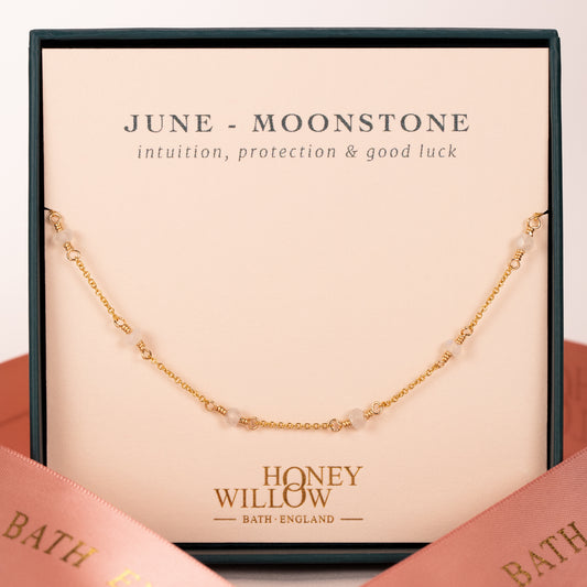 Moonstone satellite choker necklace