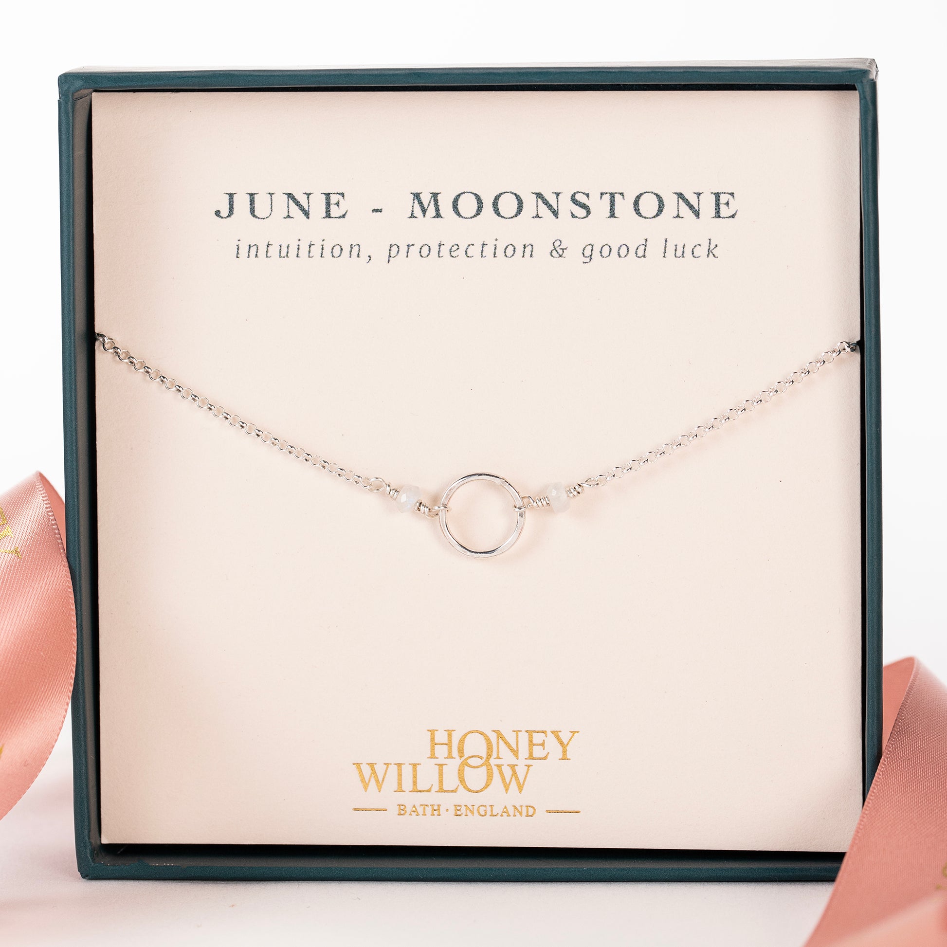 june birthstone halo necklace