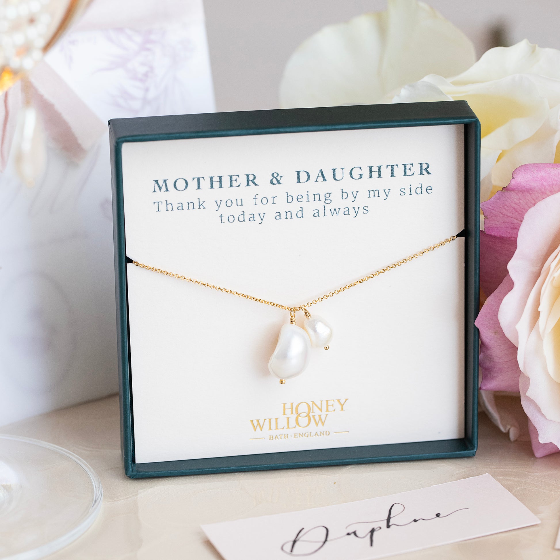 pearl mother daughter necklace