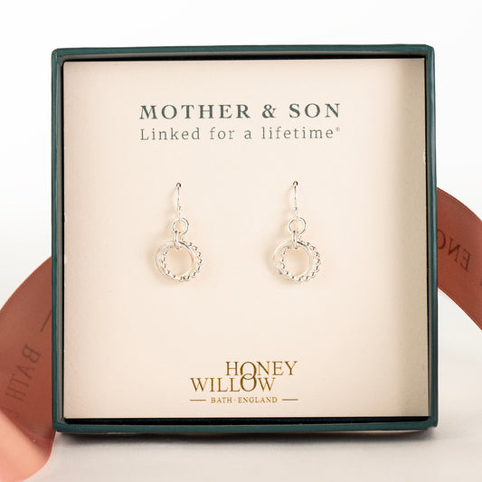 Gift for Mother from Son - Silver Love Knot Earrings