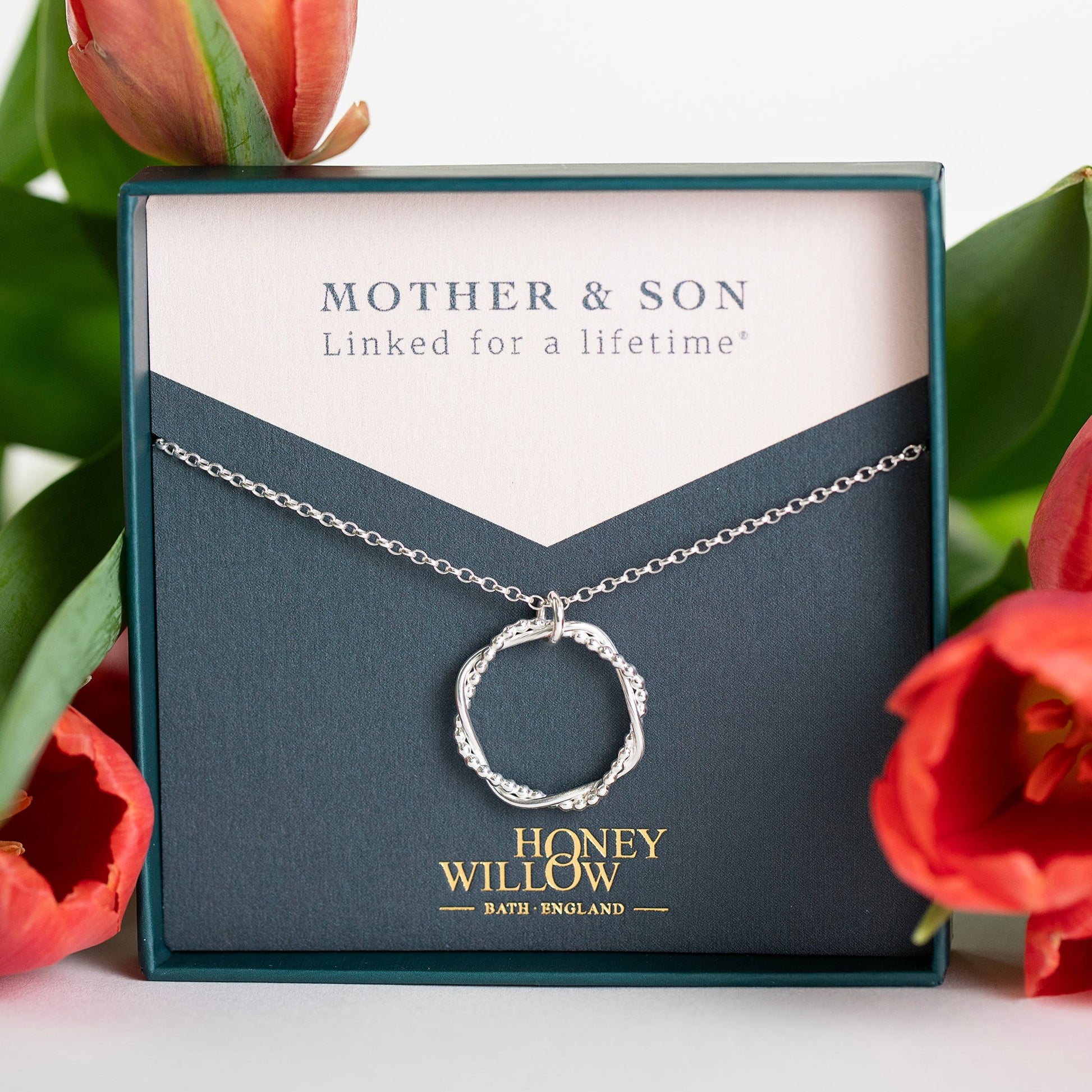 Gift for Mother from Son - Entwined Halo Necklace - Silver