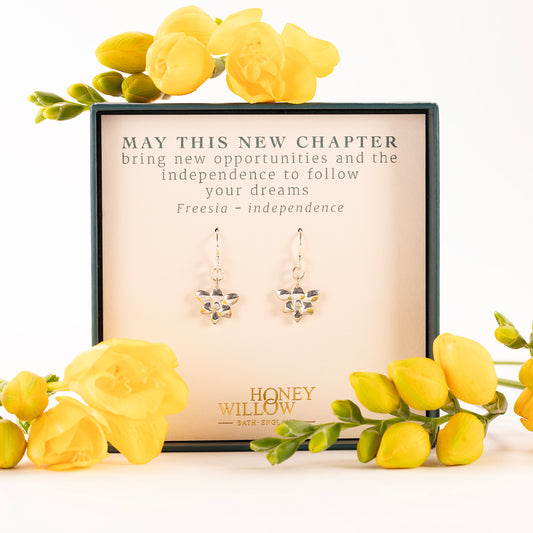 New Chapter Gift - Freesia Flower Earrings - Independence - Silver