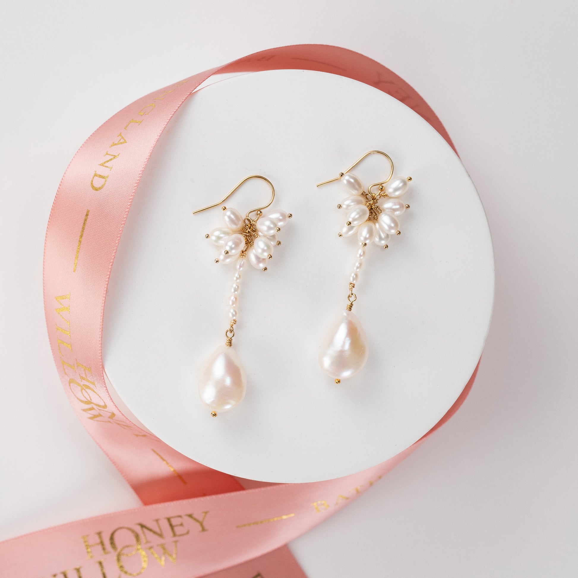 Baroque Pearl Long Cluster Earrings