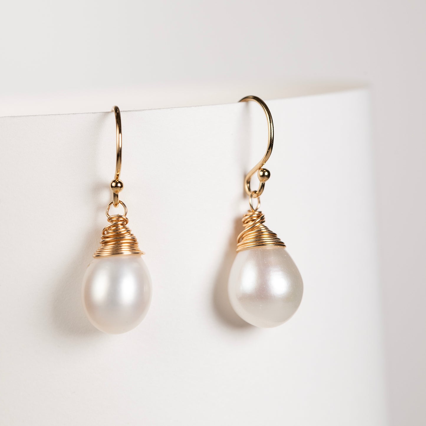 Wrapped Pearl Drop Necklace - Sophie - Silver & Gold