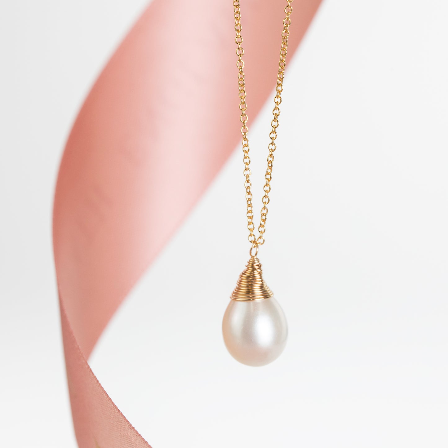Wrapped Pearl Drop Earrings - Silver & Gold - Sophie