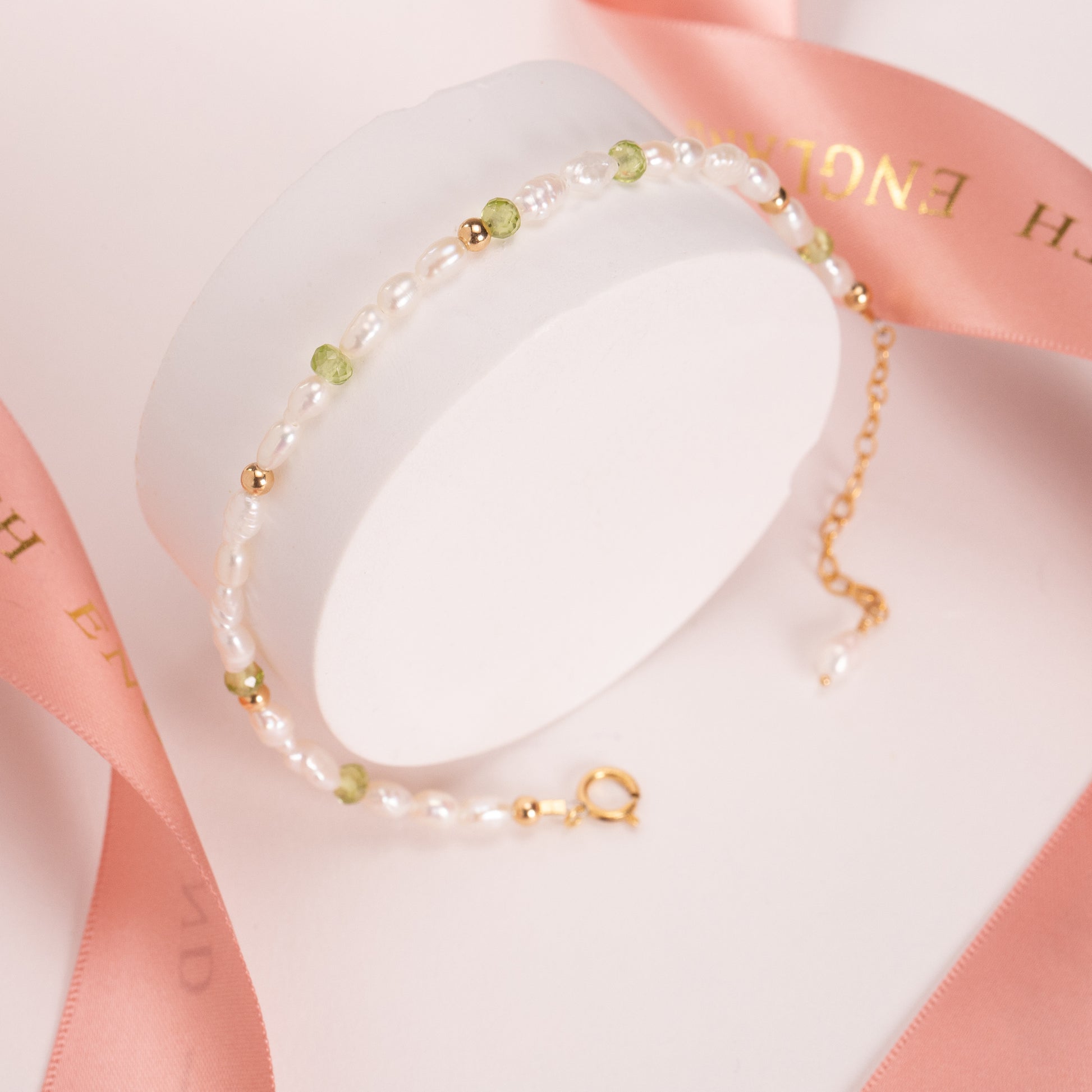 16th Birthday Gift - Pearl and Peridot Bracelet - Silver & Gold