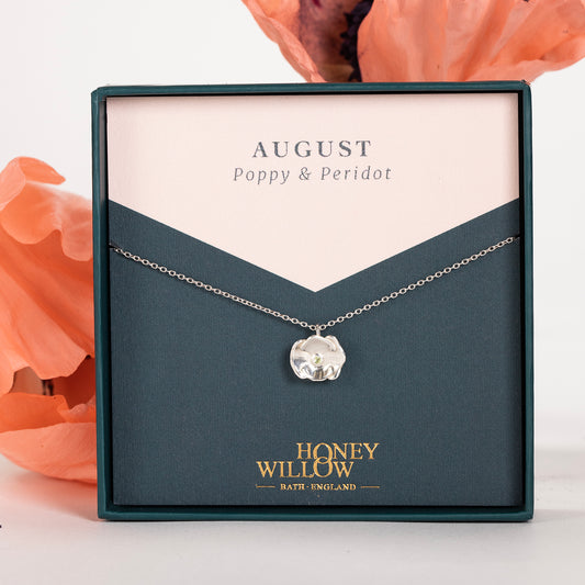 poppy birthstone necklace
