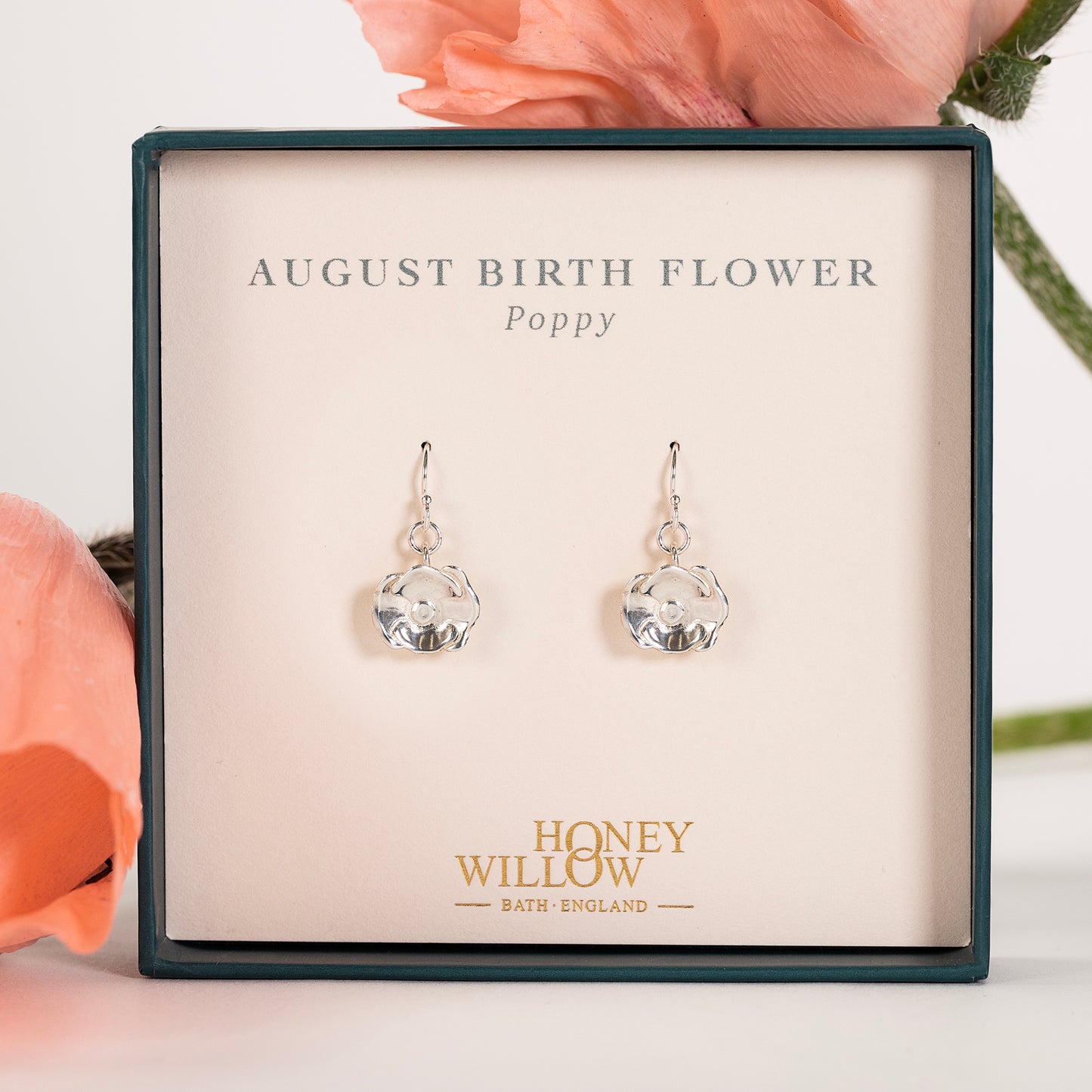 august birth flower earrings