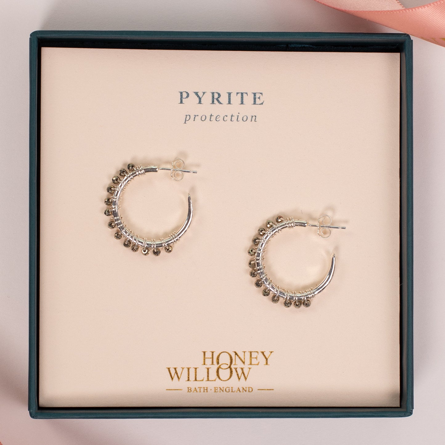 pyrite hoop earrings