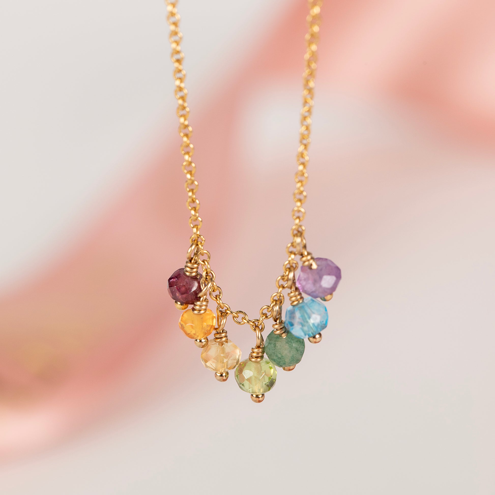 Rainbow Gemstone Necklace Silver Gold silver - Main Image