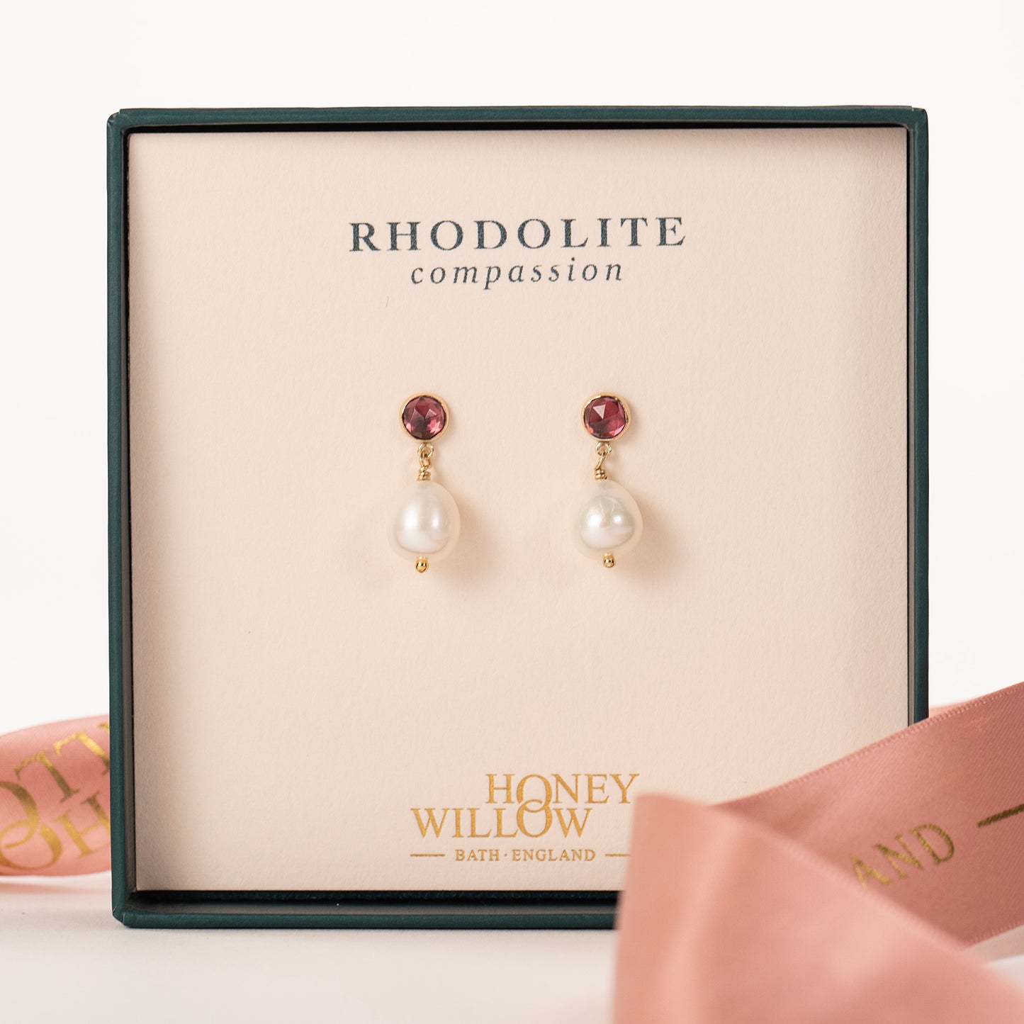 rhodolite and pearl earrings