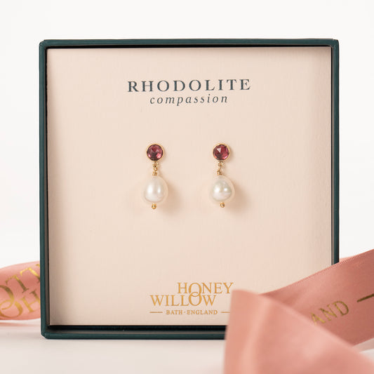 rhodolite and pearl earrings