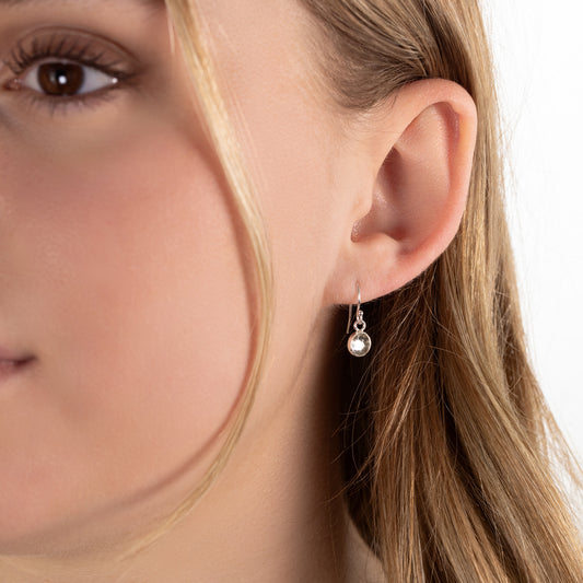 April Birthstone Drop Earrings - Silver & Gold