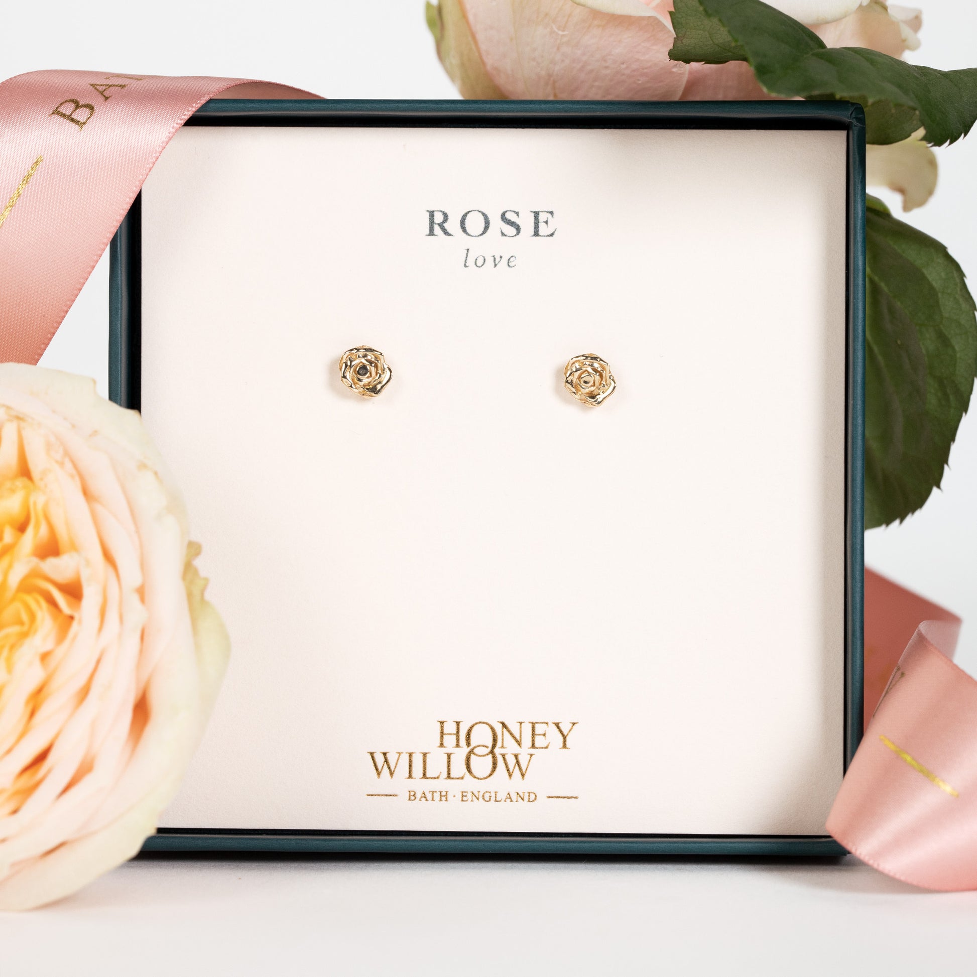 9kt gold rose studs