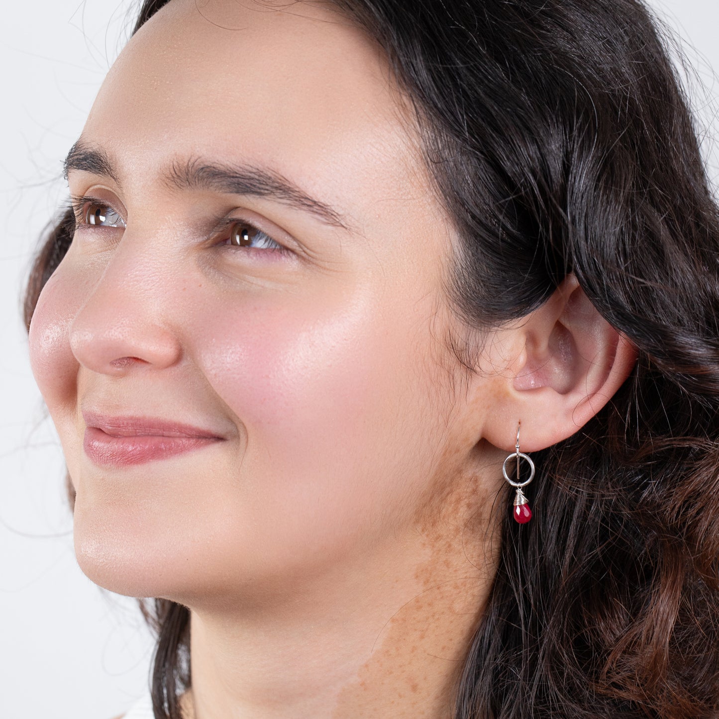 ruby circle earrings