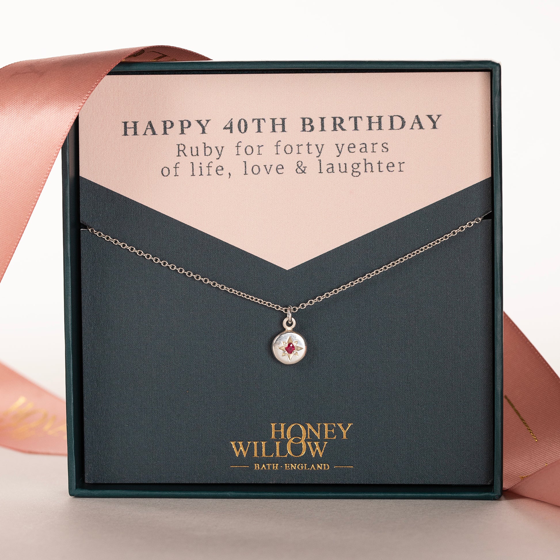 40th Birthday Gift Ruby Star Set Pendant Silver – Honey Willow
