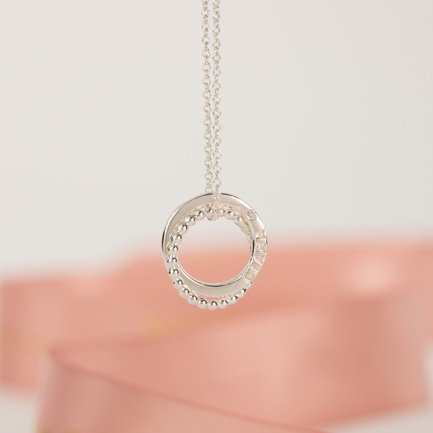 21st Birthday Gift - Personalised Double Link Necklace with Diamond