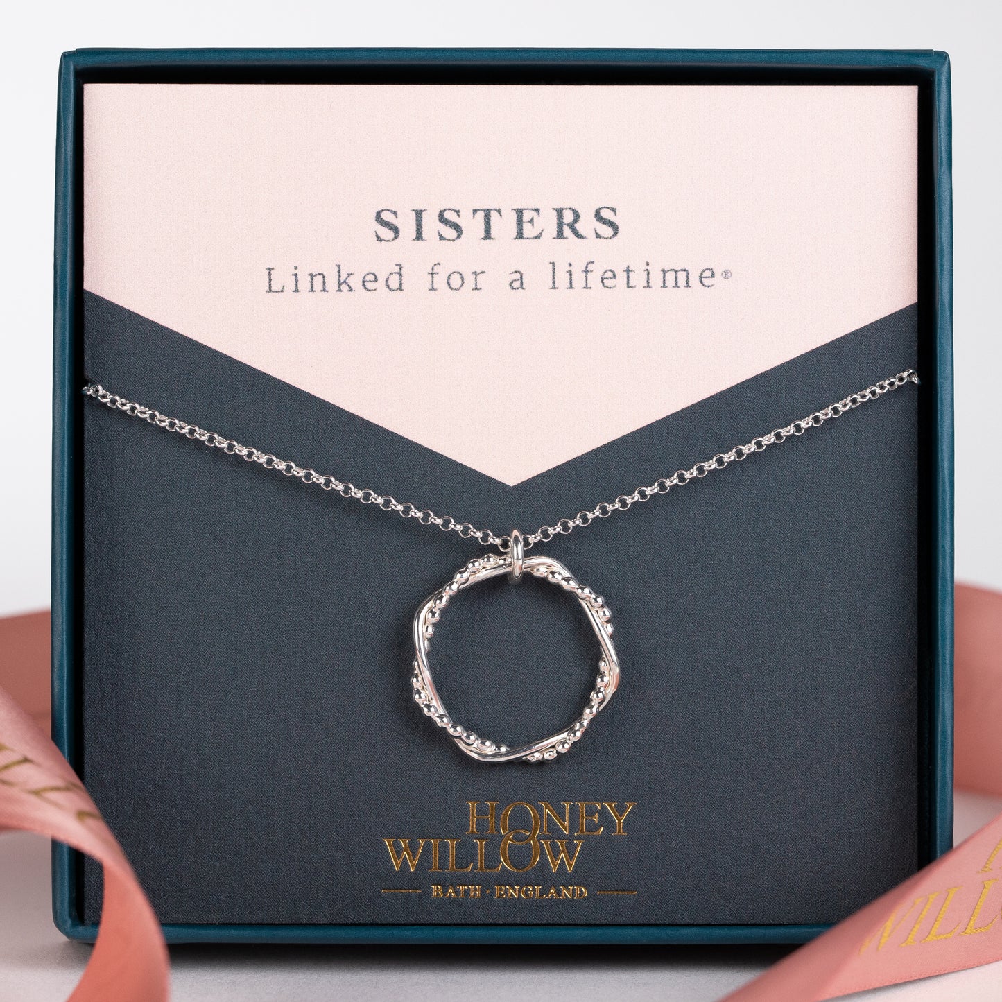 Sisters Necklace - Entwined Halo - Linked for a Lifetime - Silver