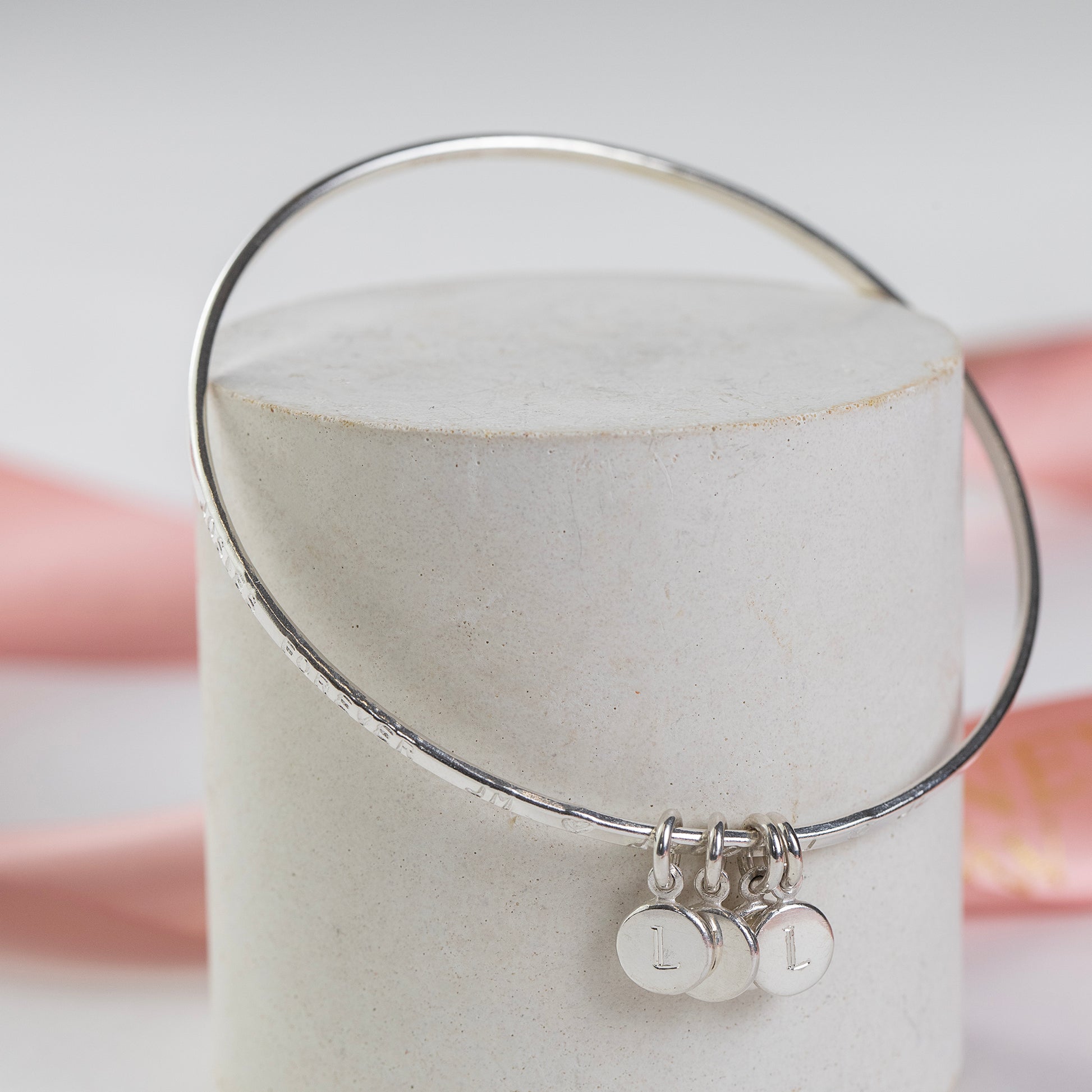 Personalised Family Initials Bangle - Silver