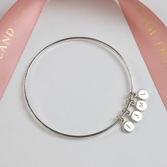 Personalised Family Initials Bangle - Silver