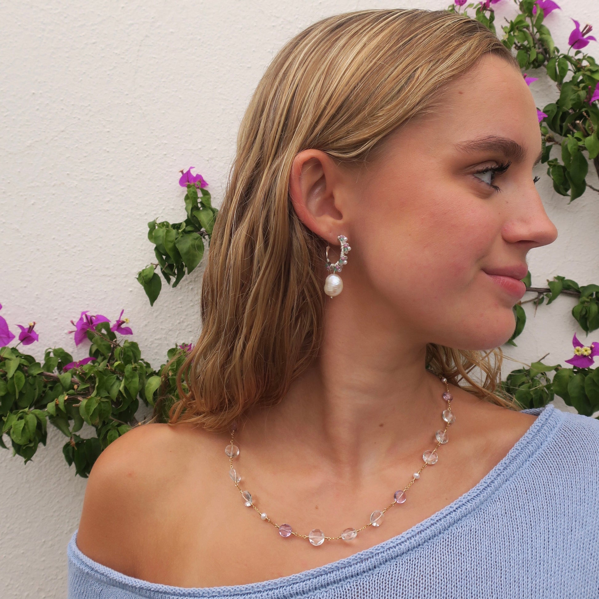 amethyst and rock crystal necklace