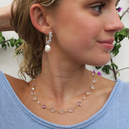 amethyst and rock crystal necklace