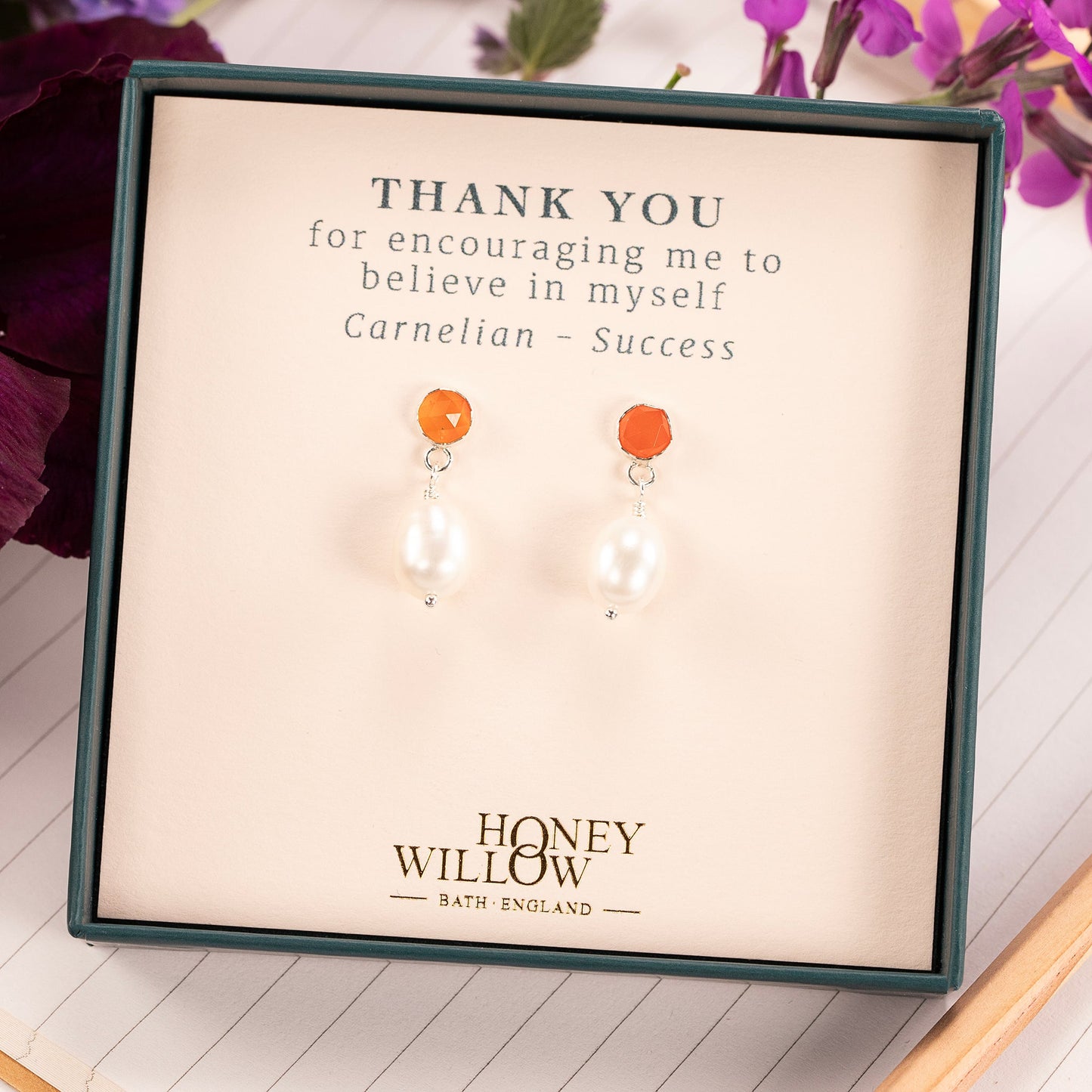 carnelian pearl earrings