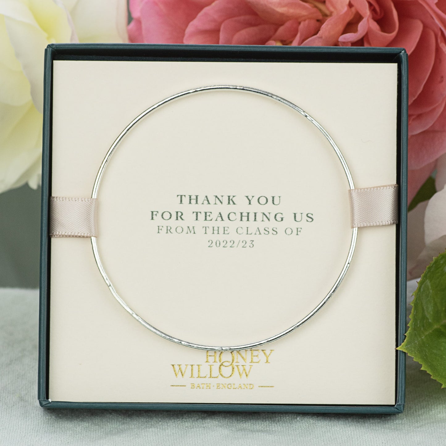 Thank The Teacher Gift - Silver Bangle Personalised with Class Initials