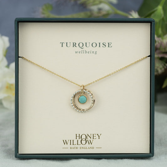 Turquoise Necklace - Wellbeing - Silver & Gold
