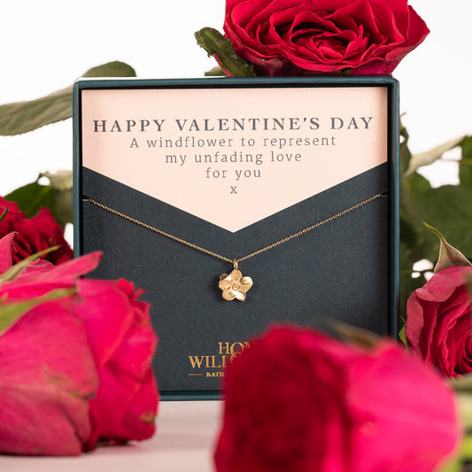 Valentines Gift - Windflower Necklace - Unfading Love - 9kt Gold