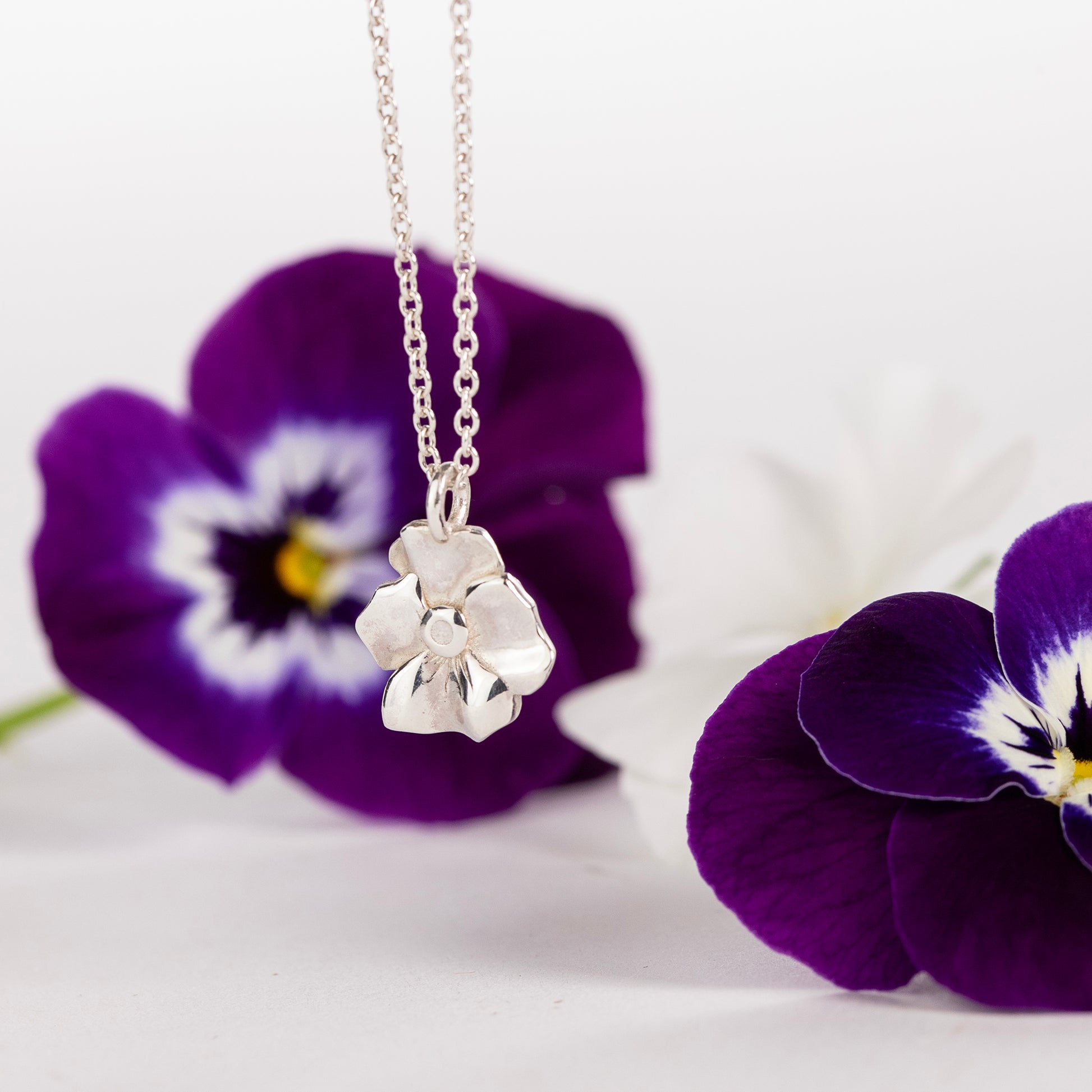 silver violet necklace