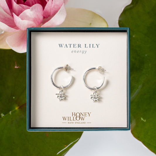 water lily hoop earrings