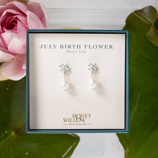 water lily pearl earrings