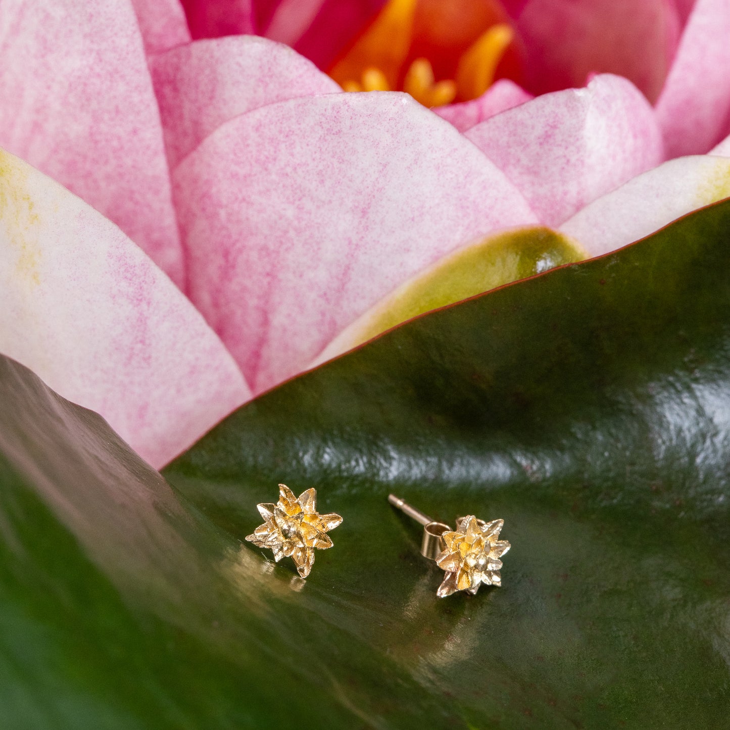 water lily stud earrings