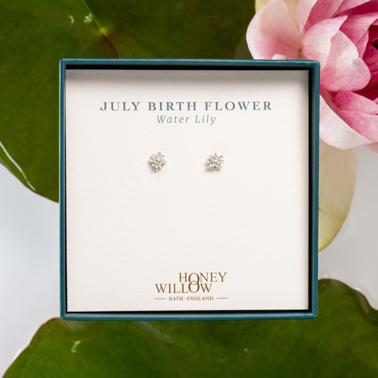 july birth flower stud earrings